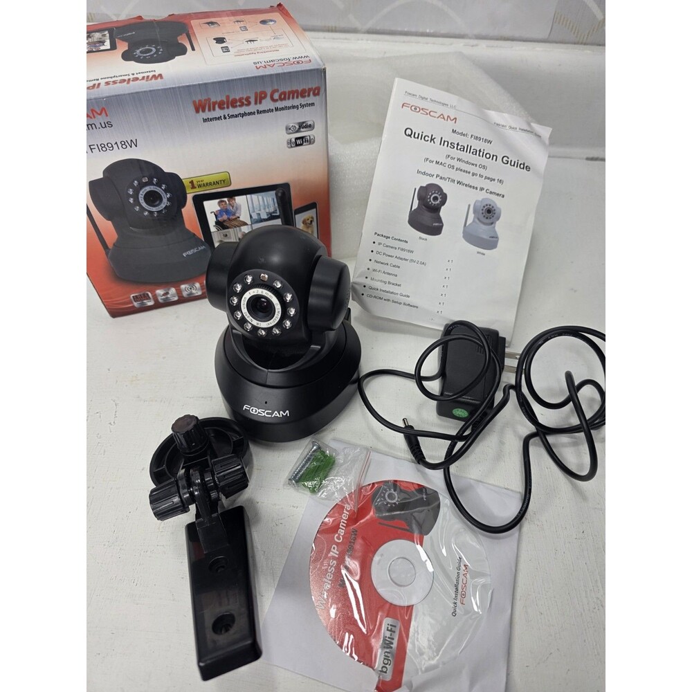 Insteon IP Wireless Camera Model FR4020A2 Pan & Tilt 1080p w/ AC Adapter & Mount